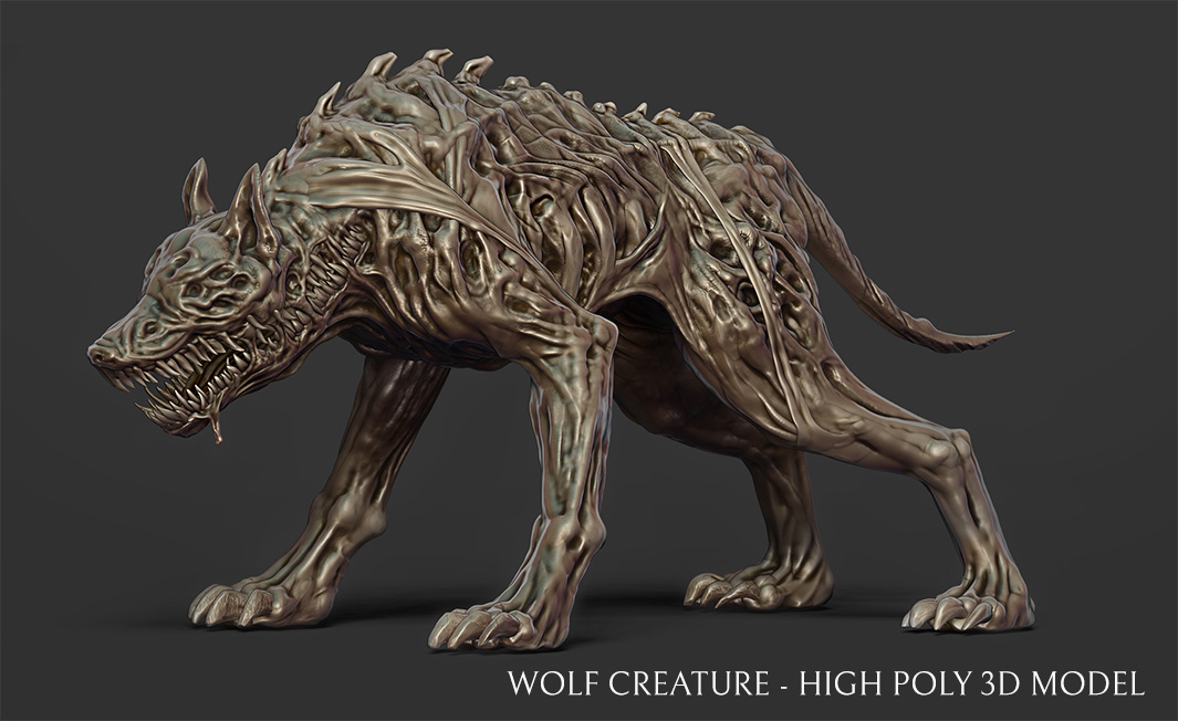 Wolf Creature - High Poly 3D Model